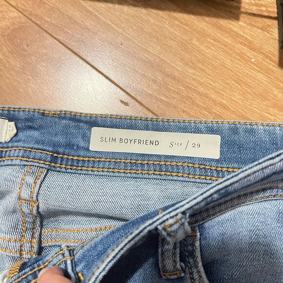 Anthropologie Pilcro Slim Boyfriend Jeans Size 29 Blue Distressed Stretch Denim - Picture 4 of 8